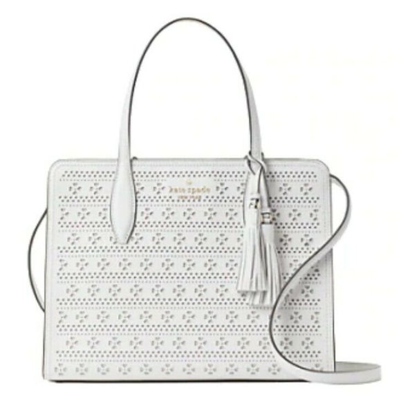 kate spade Handbags - Kate Spade Rowe Perforated Medium Dove White Satchel